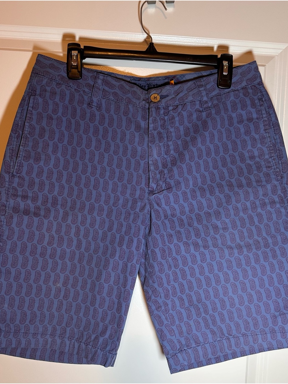 Tailor Vintage Blue Paisley 100% Cotton Shorts Sz 32